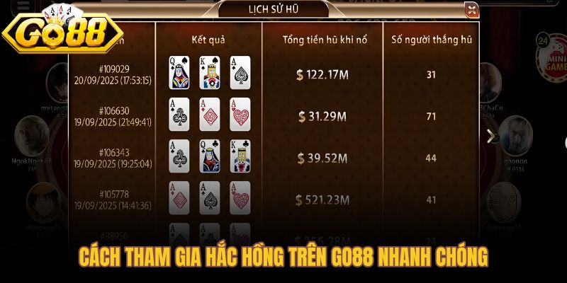 Quy trình vào bàn game bài Hắc Hồng hoàn tất trong 2 đến 4 phút
