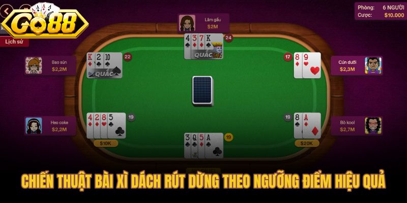 Chiến thuật rút dừng bài xì dách theo ngưỡng điểm tại Go88