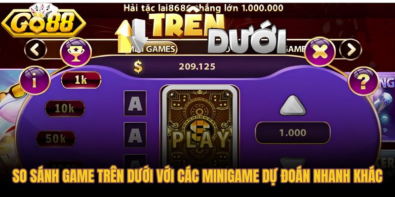Bảng so sánh game trên dưới và tài xỉu chẵn lẻ đoán màu